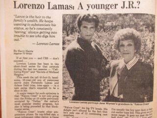 Nov.  1981 Philadelphia Inquirer TV Week (LORENZO LAMAS/FALCON CREST/JANE WYMAN 3