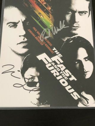 Vin Diesel,  Paul Walker autographed 8x10 photo signed,  Fast and Furious, 2