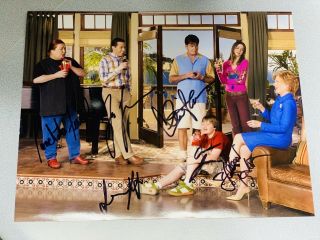 Signed Autographed Two And A Half Men Cast 8.  5x11 Photo Charlie Sheen And More.