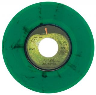 John Lennon & Yoko Ono Happy Xmas 45 Green & Black Splatter 1971 Apple