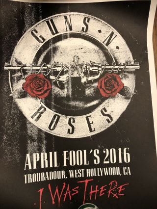 Guns N Roses Lithograph Poster Los Angeles Hollywood April Fools - Rare Limited