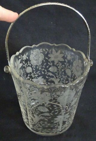 Cambridge Usa Wildflower Crystal Ice Bucket With Hammered Metal Handle