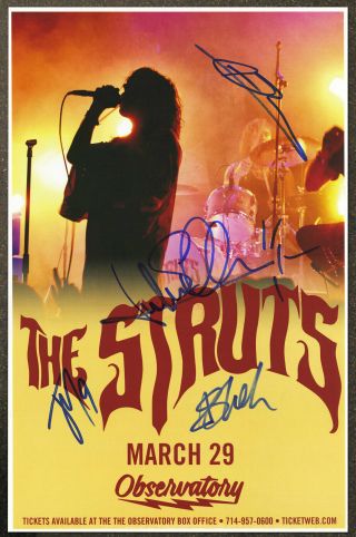 The Struts Autographed Concert Poster 2016 Luke Spiller,  Adam Slack,  Jed Elliott