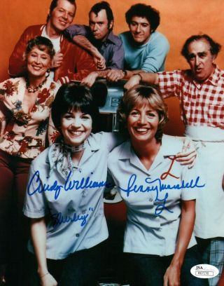 Penny Marshall Cindy Williams Dual Hand Signed 8x10 Photo Laverne & Shirley Jsa