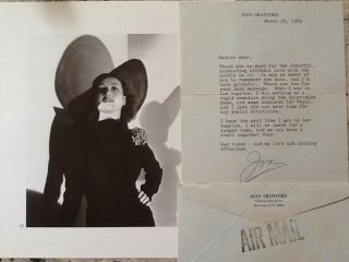 Joan Crawford Signed 1969 Letter Envelope Photo Letterhead Movie Star Pespi