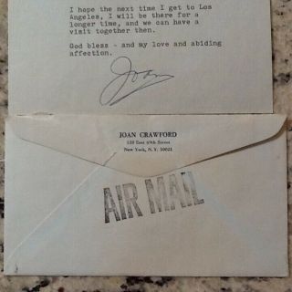 Joan Crawford SIGNED 1969 Letter Envelope Photo Letterhead Movie Star Pespi 7