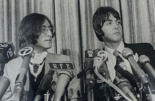 2 Rare Vtg John Lennon & Paul Mccartney The Beatles Press Photos Rock 1970’s