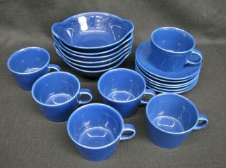 18 Pc.  Vintage Arabia Of Finland Kilta Blue Cups,  Saucers,  & Cereal Bowls