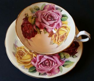 Aynsley Cabbage Rose Tea Cup And Saucer - 2 Available