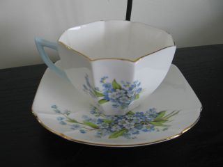 Vintage Shelley Queen Ann Forget Me Not Flower Cup And Saucer
