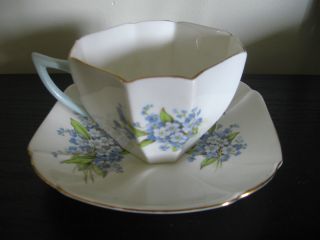 Vintage Shelley Queen Ann Forget Me Not Flower Cup and Saucer 6