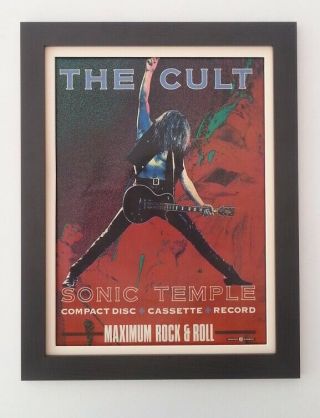 The Cult Sonic Temple 1989 Rare Poster Ad Framed Fast World Ship
