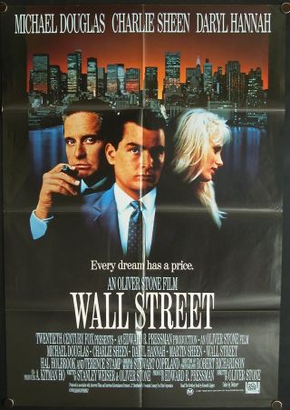 Wall Street (1987) Australian One Sheet Greed Is Good
