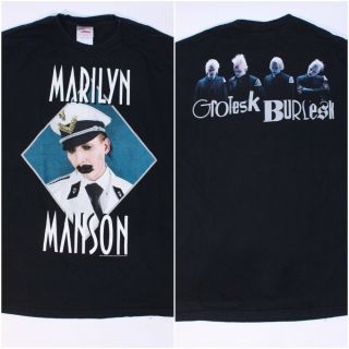 Vtg 2003 Marilyn Manson Metal Band Shirt Grotesk Burlesk Xl