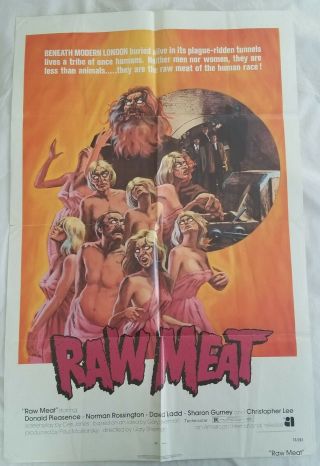 Raw Meat 1973 27 X 41 One - Sheet Donald Pleasence Christopher Lee 73/203