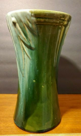 Vintage Rare Mccoy Pottery 14 " Matte Green Art Pottery Berries & Leaves Vase