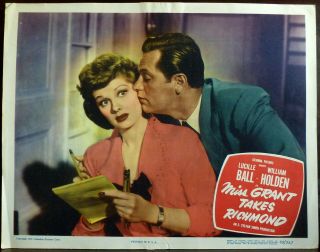 Lucille Ball William Holden 1940s Lobby Card Miss Grant Takes Richmond