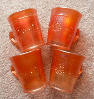 Fenton Carnival Glass Marigold Orange Tree Cups Mugs