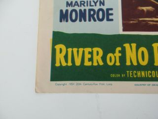Marilyn Monroe Robert Mitchum River of 1954 Lobby Card 3
