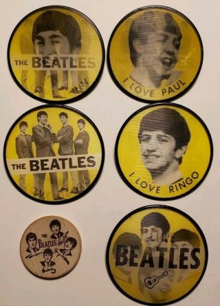 Full Set Beatles Vari - Vue Pinback Buttons John,  Paul,  George,  Ringo,  And Group