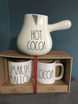 Rae Dunn Hot Cocoa Pot Marshmallow Cellar & Cocoa Mug From 2018