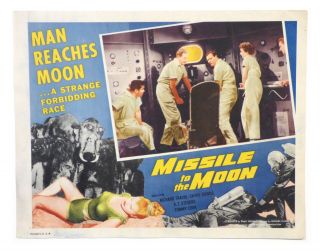 1958 Sci - Fi " Missile To The Moon " Lobby Card Space Rock Monsters
