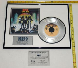 Kiss Band Love Gun 7 " 45 Platinum Record Award Plaque Official 1997 Paul Stanley