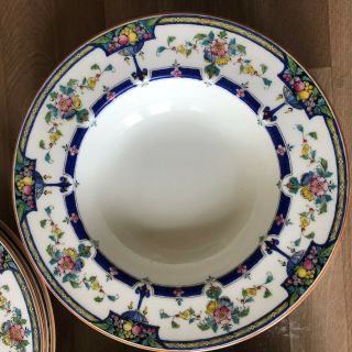 Lovely Set 6 Royal Worcester Orlando Rimmed Soup Bowls Rare Arts & Crafts Style