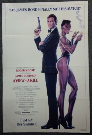 " A View To A Kill " 1985 1sh Movie Poster 27 " X41 " Vg,  - James Bond 007