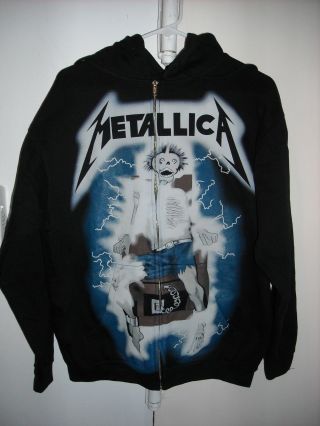 Nos Metallica Ride The Lightning Electric Chair Hoodie Sweatshirt M Black