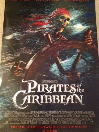 PIRATES OF THE CARIBBEAN (2003) ADVANCE MOVIE POSTER - DISNEY - 2 - SIDED 3
