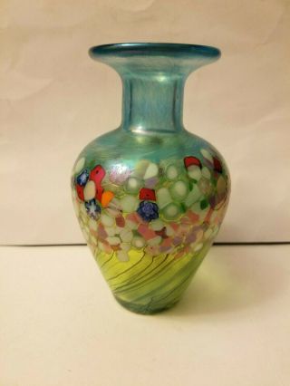 Robert Held Art Iridescent Glass Art Glass Vase 5.  5 "