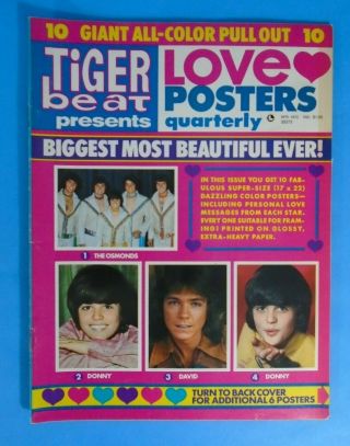 1972 Tiger Beat Love Posters David Cassidy Jackson Five Osmonds With Posters