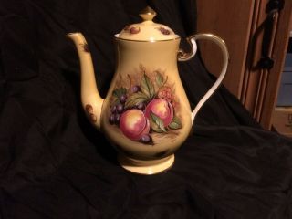 Aynsley China Hand Painted Orchard Fruits D Jones Rare Coffee Pot