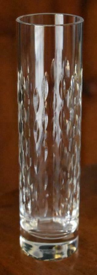 Gorgeous Vintage Signed Baccarat Crystal Bud Vase Allover Vertical Cuts Sparkles