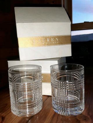 (8) Ralph Lauren Glen Plaid Double Old Fashioned Glasses 11.  8 Oz.