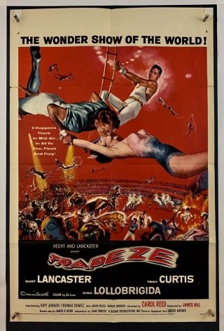 Trapeze Movie Poster (good) One Sheet 1956 Burt Lancaster Tony Curtis 4241