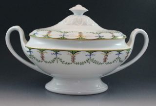 French Limoges Porcelain A.  Raynaud Ceralene Festivities Covered Tureen