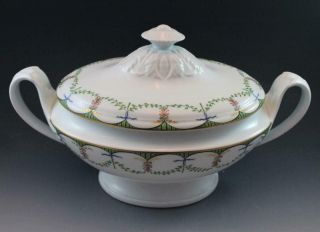 French Limoges Porcelain A.  Raynaud Ceralene Festivities Covered Tureen 2