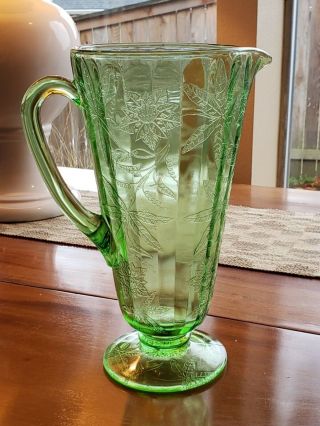 Jeannette Glass Company,  Floral,  “poinsettia”,  Lemonade Pitcher
