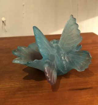 Daum France Papillon Blue Purple Pate De Verre Glass Butterfly Dish Event Piece