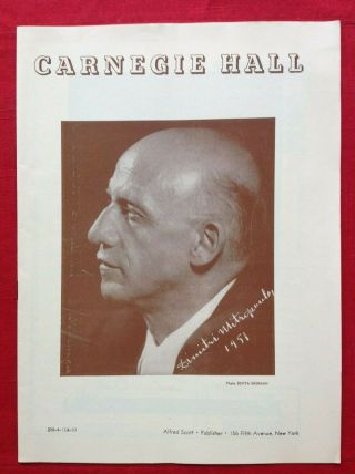 4/1953 Mitropoulos William Kapell Carnegie Philharmonic Symphony Ny Program H