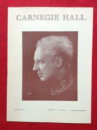 2/18/1949 Stokowski William Kapell Carnegie Philharmonic Symphony Ny Program H
