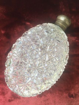 Abp American Brilliant Cut Glass Russian Opera Flask Bottle Sterling Silver