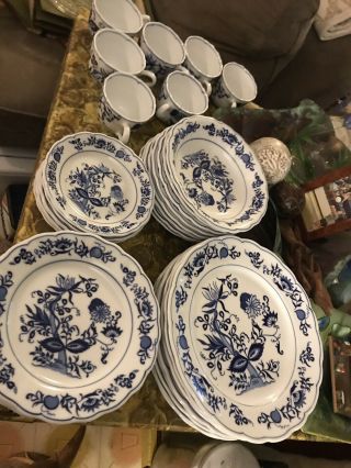 Vintage Set Of 39 Blue And White International Silk Road China Dinner Set