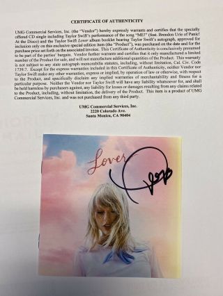 Taylor Swift Signed/autographed Lover Cd Booklet In Hand With