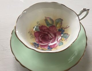 Paragon By Appointment Green Tea Cup And Saucer Set Floating Cabbage Rose