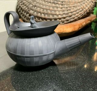 19th Century Wedgwood Black Basalt Sybil Finial Teapot W/ Lid England