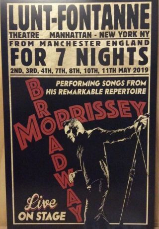 Morrissey Broadway Nyc Lunt Fontanne Theatre Poster The Smiths Official Theater