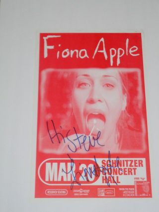 Fiona Apple Signed 11 " By17 " Show Poster Portland Inscribed Smooth Criminal